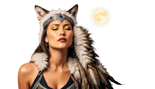 derivable,feather headdress,abenaki,shamanic,headdress,indian headdress,howling wolf,aleu,shamanism,pocahontas,image manipulation,american indian,white fur hat,hinemoa,inanna,selkie,headress,amerind,haudenosaunee,intertribal,Conceptual Art,Fantasy,Fantasy 21