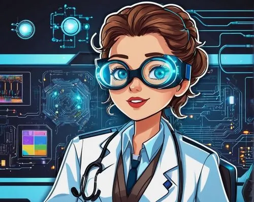 cartoon doctor,female doctor,theoretician physician,medical illustration,doctorandus,neurologist,docteur,doctor,neuroscientist,cosima,biophysicist,biostatistician,scientist,doctorin,cryptologist,neurosurgeon,physician,holtzmann,ship doctor,pathologist,Unique,Design,Sticker