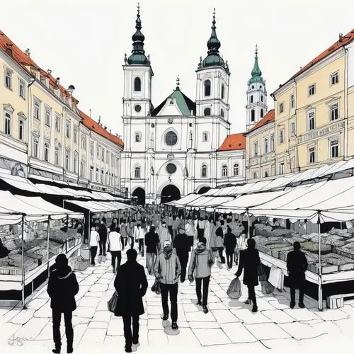 czech budejovice,sopron,market place,sibiu,markt,lublin,mikulov,budejovice,christmas market,olomouc,medieval market,covered market,brno,ljubljanska,rynek,graz,graz city,principal market,marketplace,unterer marktplatz,Illustration,Paper based,Paper Based 07