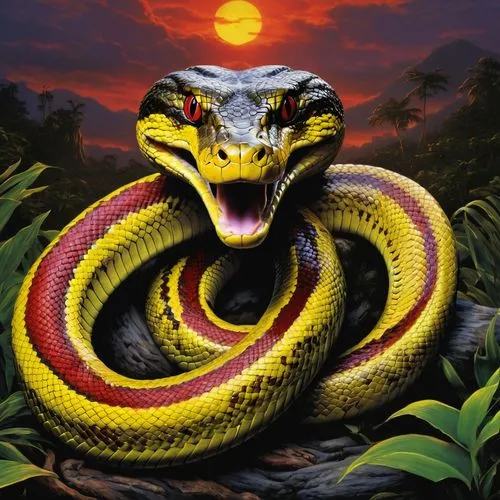 vipera,venomous snake,emperor snake,anacondas,anaconda,king cobra,Illustration,American Style,American Style 01