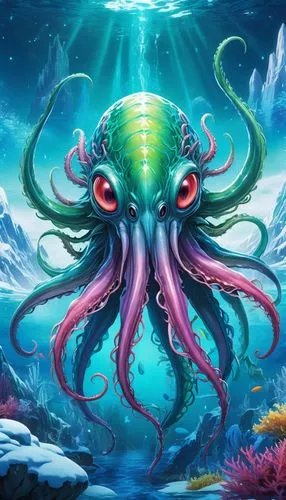 cthulhu,octopus,kraken,azathoth,octopi,cuthulu,deepsea,cephalopod,lovecraftian,octo,fun octopus,squid game card,medusae,cephissus,tentacular,god of the sea,pink octopus,pulpo,octopus vector graphic,deep sea,Illustration,Japanese style,Japanese Style 03