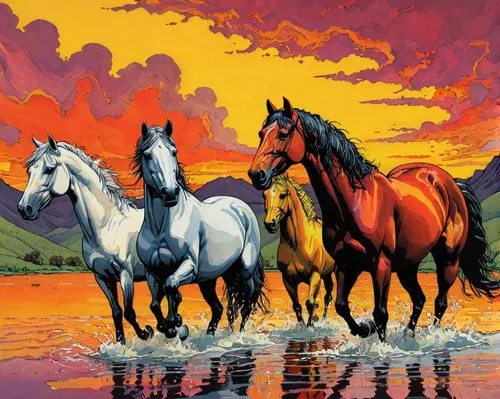 chevaux,horses,lusitanos,pegasys,caballos,beautiful horses,Illustration,American Style,American Style 03