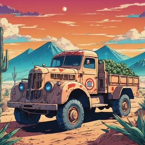 desert safari,retro vehicle,desert background,safari,desert run,desert,sonoran,rust truck,the desert,land vehicle,pickup-truck,day of the dead truck,vwbus,truck,jeep,capture desert,sand road,argentina desert,cargo,arizona,Illustration,Japanese style,Japanese Style 03