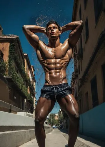 a young man in black swim trunks standing on some steps,yuriorkis,brazilian athlete,musclebound,physiques,dawid,muscadelle,shredded,buakaw,sadik,wightman,bodybuilding,bodybuilder,physique,body buildin