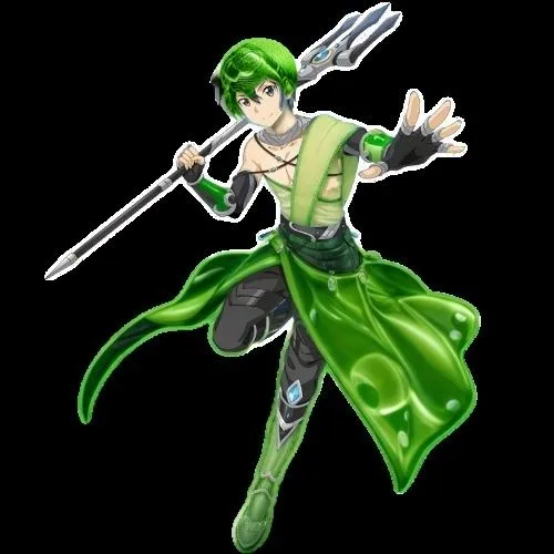 green knight in an action pose,palla,midorikawa,midori,shigehiro,patrol,kuribayashi