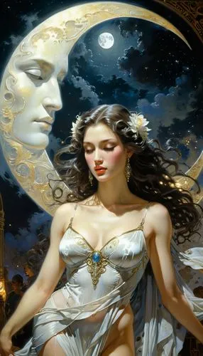 diwata,venus,selene,lunar,la nascita di venere,diana,Illustration,Realistic Fantasy,Realistic Fantasy 03