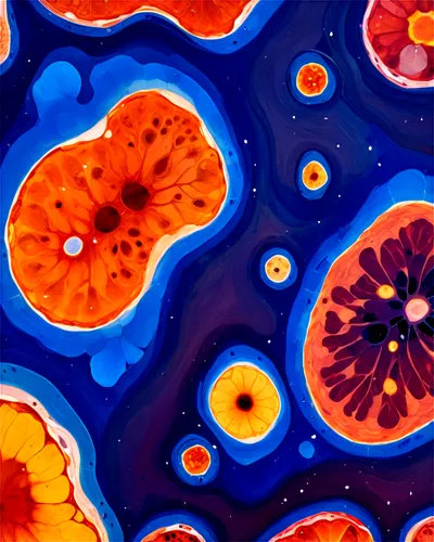 chromatophores,fruit pattern,phytoplankton,whirlpool pattern,marimekko,kaleidoscape,jelly fruit,colorful water,mandala background,coral swirl,entamoeba,globules,spherules,kaleidoscope art,fractal art,rockpool,cells,microbial,surface tension,oocyte,Conceptual Art,Oil color,Oil Color 10