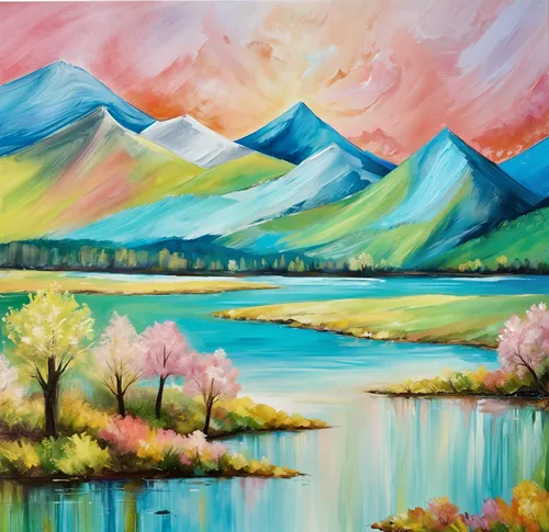 landscape background,watercolor background,meadow in pastel,painting technique,river landscape,nature background