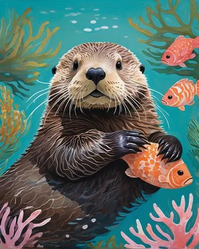 sea otter,otters,otter,aquatic mammal,marine mammal,otterbaby,otter baby,sea animal,aquarium inhabitants,north american river otter,marine animal,sea lion,underwater background,sea mammals,california sea lion,aquarium,underwater world,sea animals,underwater fish,seal,Illustration,Paper based,Paper Based 22