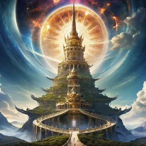 fantasy picture,somtum,tower of babel,fantasy art,the pillar of light,fantasy landscape,hall of supreme harmony,fantasy world,background image,world digital painting,enlightenment,global oneness,gaia,vipassana,astral traveler,the ancient world,the mystical path,stargate,sacred lotus,ancient city,Photography,General,Realistic