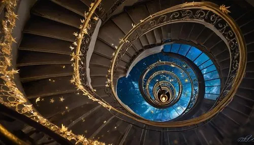 spiral staircase,spiral stairs,spiral,spiralling,winding staircase,winding steps,Illustration,Realistic Fantasy,Realistic Fantasy 02