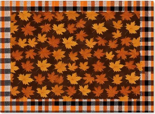 a plaid tablecloth with orange and black leaves,autumn plaid pattern,fall leaf border,autumn pattern,fall digital paper,autumn leaf paper,plaid paper