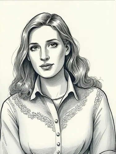 Back when Alice Elisabeth Weidel was still a well-behaved girl 😇✨.,a drawing of a woman in a blouse,delpy,pam,niffenegger,livni,tymoshenko,comic halftone woman,Illustration,American Style,American St