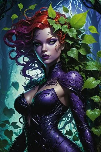 poison ivy,background ivy,ivy,thorns,medusa,the enchantress,fae,medusa gorgon,dryad,starfire,acerola,deadly nightshade,huntress,la violetta,rusalka,nightshade plant,widow flower,fantasy portrait,fantasy woman,black widow,Illustration,Realistic Fantasy,Realistic Fantasy 04