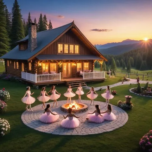 romantic scene,dreamhouse,chalet,summer cottage,beautiful home,idyllic,Photography,General,Realistic