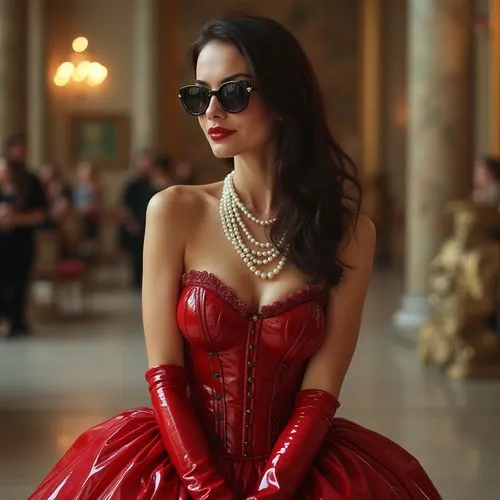 dita von teese,lady in red,dita,man in red dress,latex,red gown