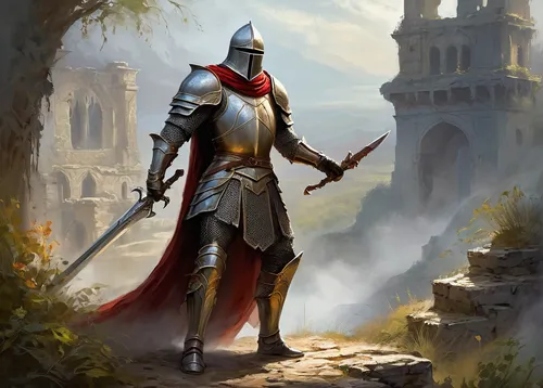 paladin,templar,crusader,knight armor,excalibur,the wanderer,knight,dane axe,castleguard,assassin,medieval,lone warrior,aesulapian staff,scythe,fantasy warrior,conquistador,pall-bearer,knight tent,knight village,knight festival,Conceptual Art,Oil color,Oil Color 22