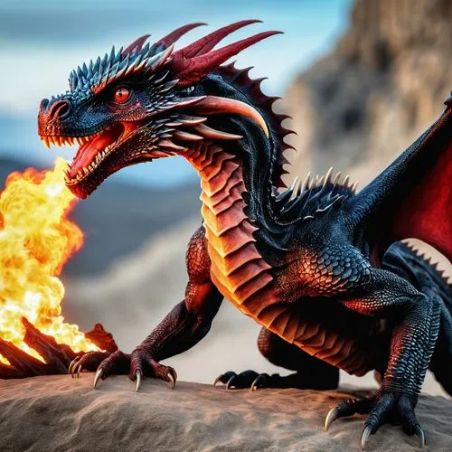 firedrake,dragon fire,dragonfire,fire breathing dragon,black dragon,dragon of earth,Photography,General,Realistic