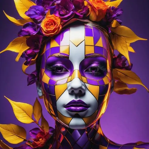 bodypainting,body painting,bodypaint,masquerade,purple and gold,gold and purple,face paint,chevrier,passionflower,fractals art,pintados,oshun,body art,neon body painting,flower art,crown chakra flower,baoshun,golden passion flower butterfly,celosia,sombra,Photography,Artistic Photography,Artistic Photography 08