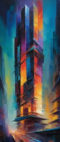 cityscape,skyscrapers,urban towers,skyscraper,hypermodern,the skyscraper,colorful city,city blocks,metropolis,sedensky,cybercity,kinkade,tetris,high rises,antilla,kaleidoscape,futuristic landscape,kimmelman,skyscraper town,richter,Conceptual Art,Oil color,Oil Color 20