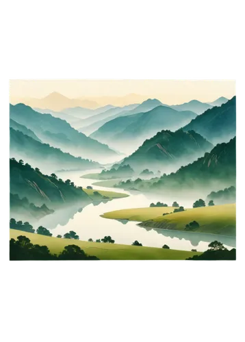 foggy landscape,mountain scene,mountainous landscape,mountain landscape,landscape background,japanese mountains,watercolor background,yakushima,cool woodblock images,panoramic landscape,mountainous landforms,foggy mountain,watercolour frame,frame border illustration,forest landscape,mountains,mountain valleys,small landscape,river landscape,blue ridge mountains,Illustration,Retro,Retro 17