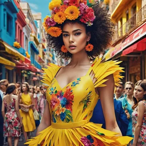 kahlo,hispaniolan,panamanian,colorful floral,beautiful girl with flowers,venezolana,flamenca,colombiana,pilipina,girl in flowers,mauritian,guadelupe,floral,haitian,baoshun,angolan,colombard,guamanian,african daisies,bright flowers,Photography,Fashion Photography,Fashion Photography 01