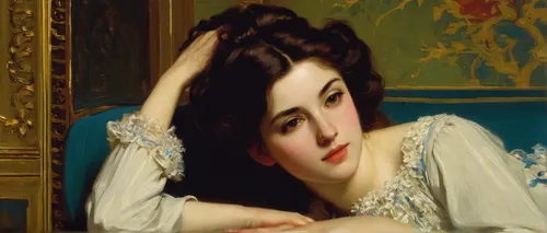 portrait of a girl,woman sitting,emile vernon,portrait of a woman,bougereau,young woman,jane austen,franz winterhalter,victorian lady,woman on bed,dame blanche,la violetta,partiture,white lady,rococo,girl sitting,bouguereau,young lady,vintage female portrait,girl studying,Conceptual Art,Fantasy,Fantasy 19