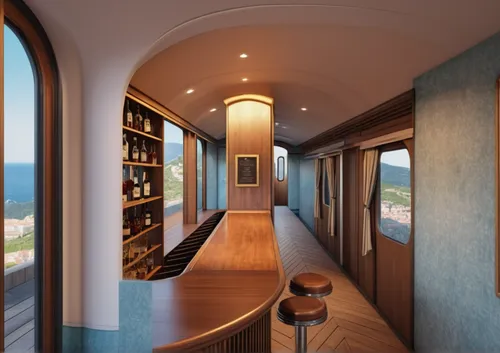 Train bar inspired by the south of France ,penthouse apartment,wine cellar,sky apartment,casa fuster hotel,hotel w barcelona,luxury home interior,luxury property,luxury hotel,hallway space,hotel barce