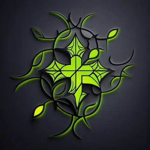 abstract art piece made from green leaves with cross,anahata,triquetra,sigil,lotus png,celtic tree,knotwork,Unique,Design,Logo Design