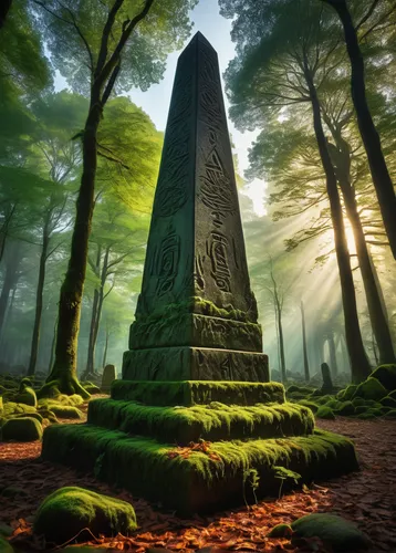 druid stone,obelisk tomb,obelisk,megalith,megaliths,the grave in the earth,megalithic,standing stones,burial mound,mausoleum ruins,burial chamber,monolith,forest cemetery,germany forest,druids,dolmen,tombstones,runestone,the mystical path,hermannsdenkmal,Art,Classical Oil Painting,Classical Oil Painting 16