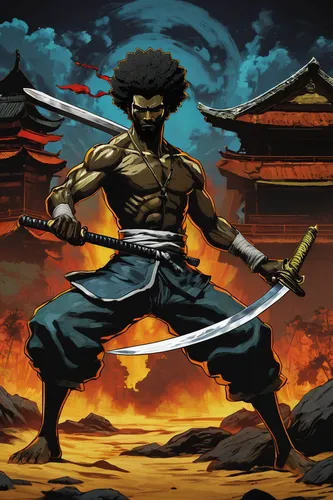 An action-packed Afro Samurai game featuring intense sword duels and thrilling boss battles.,samurai fighter,shaolin kung fu,samurai sword,japanese martial arts,samurai,swordsman,martial arts,kenjutsu