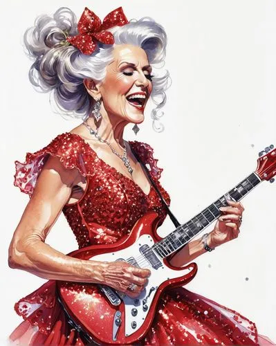 painted guitar,lady rocks,anney,rockabella,parton,marilyn,Illustration,Paper based,Paper Based 09