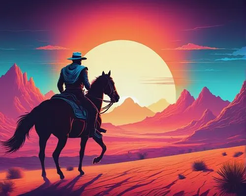 cowboy silhouettes,western riding,vaquero,rodeo,westerns,man and horses,Conceptual Art,Sci-Fi,Sci-Fi 12