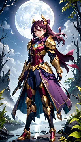 hamearis lucina,goddess of justice,elza,female warrior,swordswoman,monsoon banner,minerva,laurel,sterntaler,summoner,vexiernelke,poker primrose,lechona,athena,zodiac sign libra,purple and gold,knight festival,caster,malva,dusk background,Anime,Anime,General