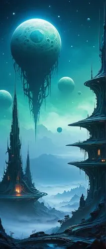 fantasy landscape,futuristic landscape,mushroom landscape,alien world,alien planet,fantasy picture,homeworlds,airships,ancient city,mushroom island,homeworld,lunar landscape,primordia,fantasy art,fantasy city,citadels,sci fiction illustration,coldharbour,spires,deltha,Unique,Paper Cuts,Paper Cuts 01