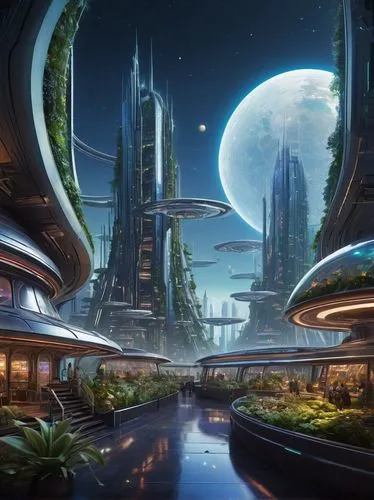 futuristic landscape,homeworlds,futuristic architecture,arcology,ecotopia,cardassia,terraformed,ringworld,homeworld,spaceport,alien world,cybertown,coruscant,alien planet,futuregen,starbase,scifi,sci - fi,citadels,cybercity,Illustration,Realistic Fantasy,Realistic Fantasy 31