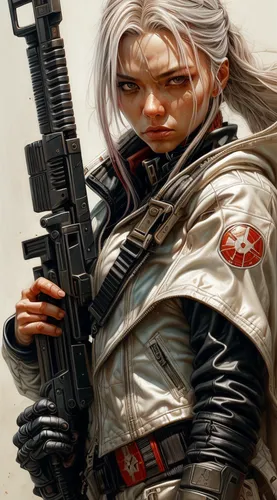 girl with gun,girl with a gun,combat medic,mercenary,woman holding gun,female nurse,sci fiction illustration,infiltrator,renegade,operator,lady medic,rifle,kalashnikov,republic,female warrior,sci fi,g