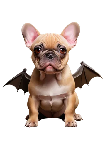 French Bull Dog, cute, playful, short stature, muscular build, wrinkled skin, bat ears, black nose, short tail, brown eyes, fawn coat, white chest, sitting, lying down, tongue out, paws up, casual pos