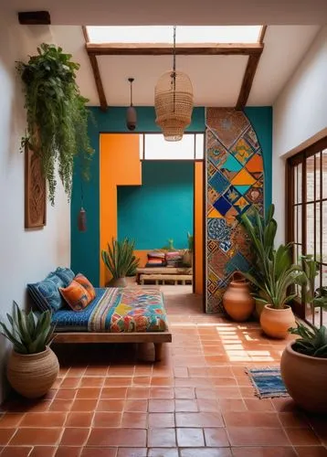 tropical house,patios,spanish tile,patio,casita,home interior,breezeway,contemporary decor,courtyards,interior decor,mid century house,hallway space,mid century modern,habitaciones,entryway,terracotta tiles,inside courtyard,courtyard,interior decoration,showhouse,Conceptual Art,Sci-Fi,Sci-Fi 12