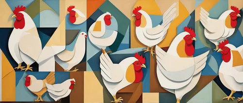 flock of chickens,flock of birds,storks,a flock of pigeons,vintage rooster,chickens,winter chickens,chicken farm,flock,rooster,roosters,group of birds,art deco background,chicken run,landfowl,poultry,chicken yard,art deco,avian flu,feathered race,Art,Artistic Painting,Artistic Painting 45