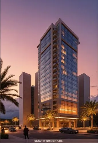 the architecture of a skyscr building at dusk,rotana,largest hotel in dubai,habtoor,damac,vdara,ajman,Photography,General,Realistic