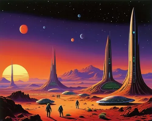 futuristic landscape,farpoint,extrasolar,ringworld,alien planet,homeworlds,bonestell,alien world,barsoom,uncredited,gallifrey,offworld,homeworld,monoliths,space art,centauri,space ships,sci - fi,sci fi,spires,Conceptual Art,Sci-Fi,Sci-Fi 20