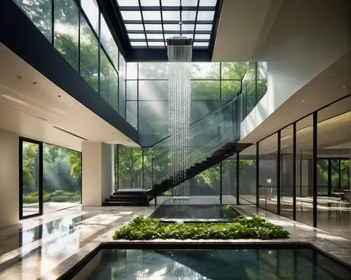 water wall,atriums,glass wall,water feature,landscape designers sydney,water stairs,floor fountain,landscape design sydney,water mist,glass tiles,glass facade,water dripping,glass roof,amanresorts,adjaye,interior modern design,structural glass,atrium,water cube,garden design sydney,Illustration,Black and White,Black and White 14