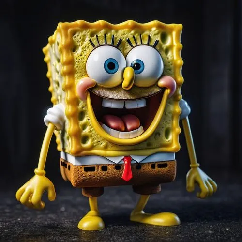 sponge bob, intricate, fine polished, golden, professional, creative, deep aesthetic, confident, ambient atmosphere, glowing, cinematic perfect intricate stunning fine detail, dark background, dramati