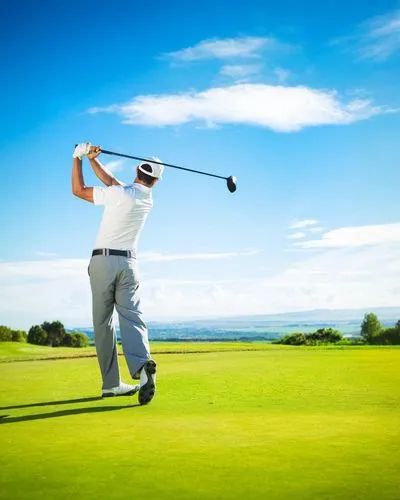 a man swinging a golf club in the air,golf course background,backswing,strokeplay,golf landscape,clubhead,golf swing,montgomerie,delaet,golfer,golf courses,golfvideo,golfweb,golf player,montgomeries,g