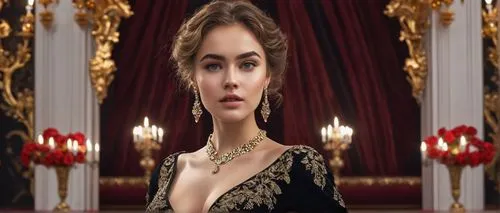 miss circassian,victorian lady,elegant,pearl necklace,diadem,elegance,queen anne,celtic queen,elizabeth ii,girl in a historic way,her,cepora judith,venetia,queen s,tiara,ornate,lady of the night,the victorian era,victorian style,the crown,Conceptual Art,Fantasy,Fantasy 22