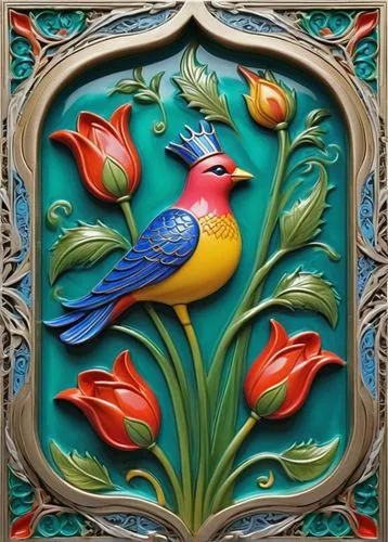 floral and bird frame,an ornamental bird,ornamental bird,flower and bird illustration,colorful birds,bird frame,Illustration,Realistic Fantasy,Realistic Fantasy 43