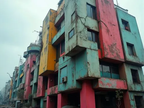 cube stilt houses,dharavi,kowloon city,jadavpur,powai,goregaon,triplicane,scampia,apartment blocks,chembur,stilt houses,block of flats,borivali,chennai,lokhandwala,apartment block,rajarhat,mithibai,lodha,multi storey car park,Photography,General,Realistic