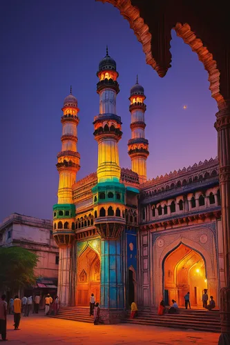 Explain the cultural significance of the Charminar in Hyderabad.,hyderabad,shahi mosque,india,mysore,agra,jaipur,delhi,rajasthan,mosques,grand mosque,new delhi,sultan qaboos grand mosque,pink city,che