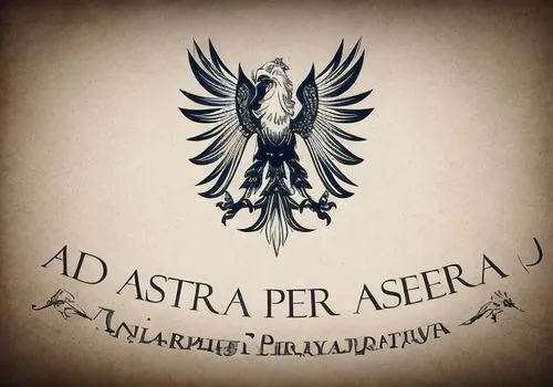 An heraldry logo of an eagle and a text,aporia,appia,alea iacta est,artemisa,asterion,asti,astronira,aci terzza,la nascita di venere,the order of cistercians,altiplanica,emblem,crest,asoka chakra,recu